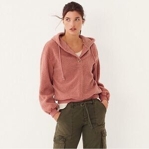 Current Air x Anthropologie Callen Pink Mauve Sherpa Quarter Pullover Hoodie